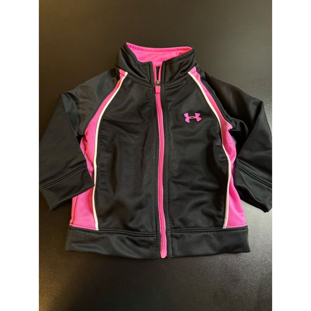Under Armour Baby Girls Size 6-9 Months Activewear Jacket Pink Black with Logo